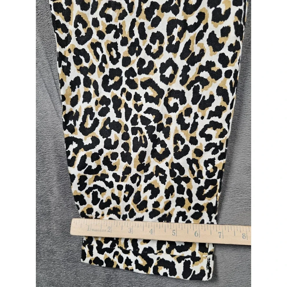 J.Crew Womens‎ Leopard Print Joggers 10 Linen Cotton Drawstring Casual Lounge
